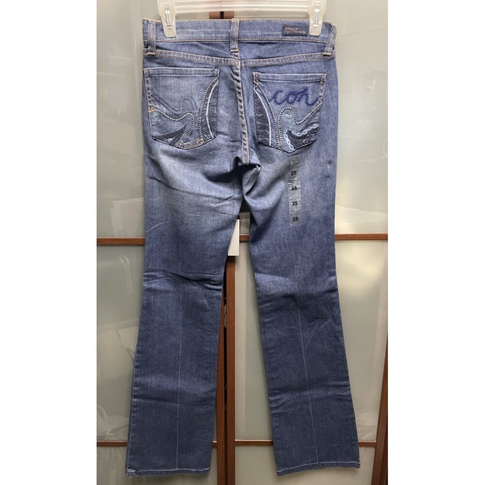Citizens of Humanity Y2K 90s Zhandra Kelly Bootcut Embroidered Denim Jeans Sz 25